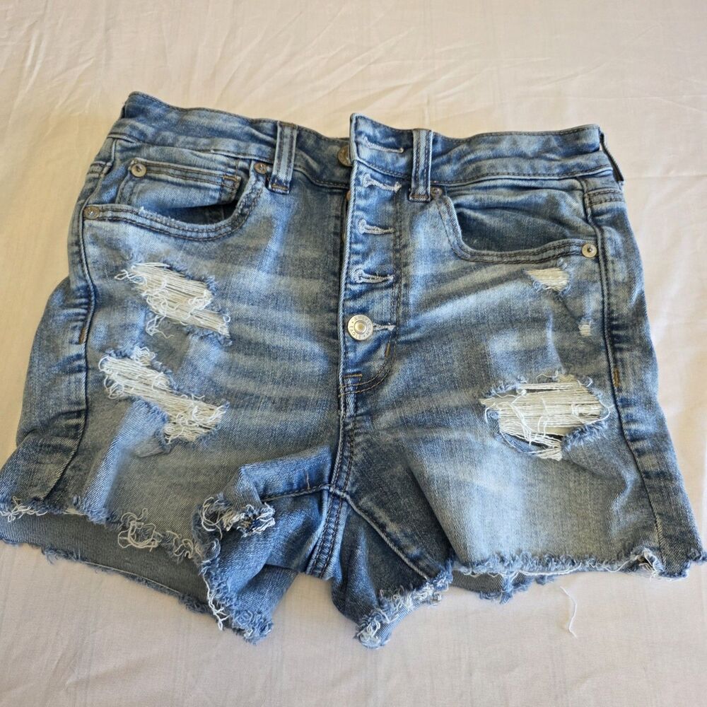 American Eagle Super High Rise Shortie Distressed Button Fly Women's Size 6